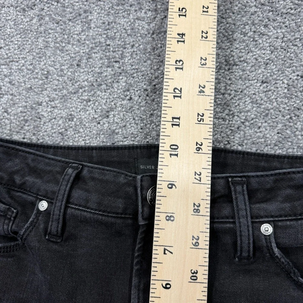 Silver Jeans Womens 31x25 Black Avery Skinny Crop Medium Wash Denim Stretch City - Picture 4 of 8